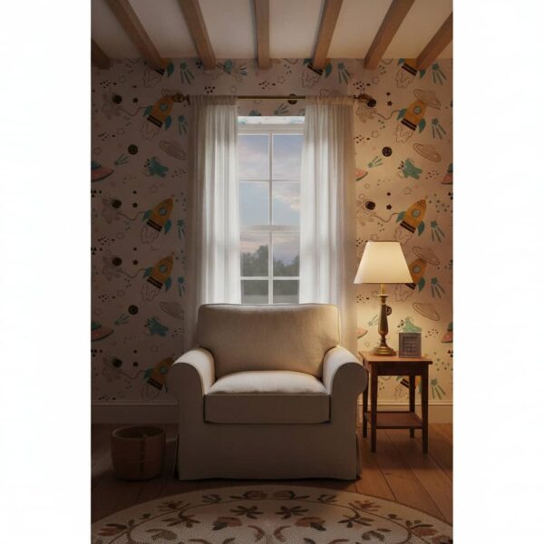 Astronauts & Aliens Wallpaper wallpaper in a Cottage Country room
