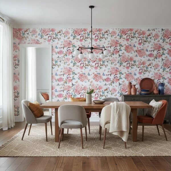 Atlantis Wallpaper wallpaper in a Statement Dining Room room