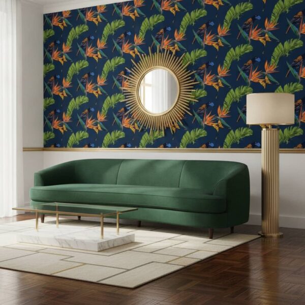 Birds of Paradise Wallpaper wallpaper in a Art Deco room