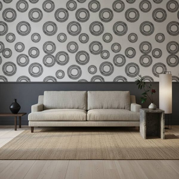 Boho Disk Wallpaper wallpaper in a Japandi room