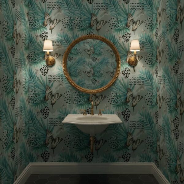Butterfly Fiori Wallpaper wallpaper in a Powder Room room