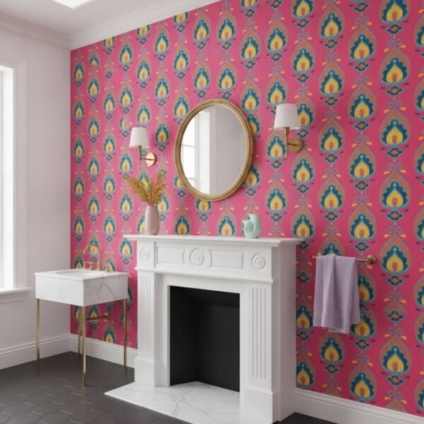 Carnation Wallpaper wallpaper in a Powder Room room