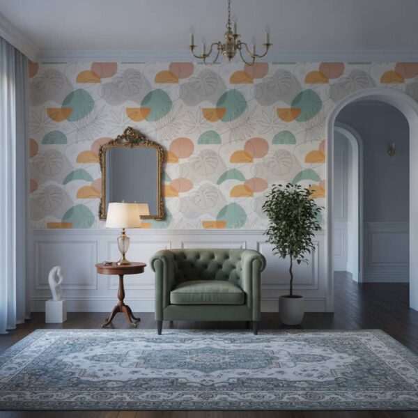 Celaya Line Drawn Wallpaper wallpaper in a Classical / Traditional room