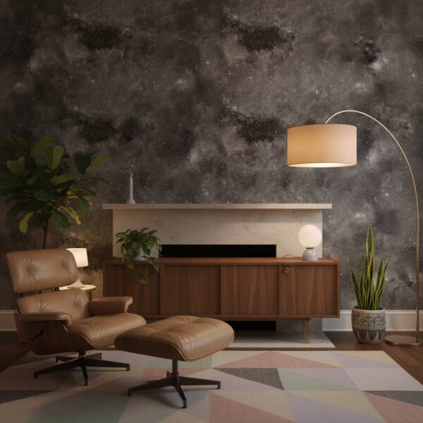 Celestial Wallpaper wallpaper in a Mid-Century Modern room
