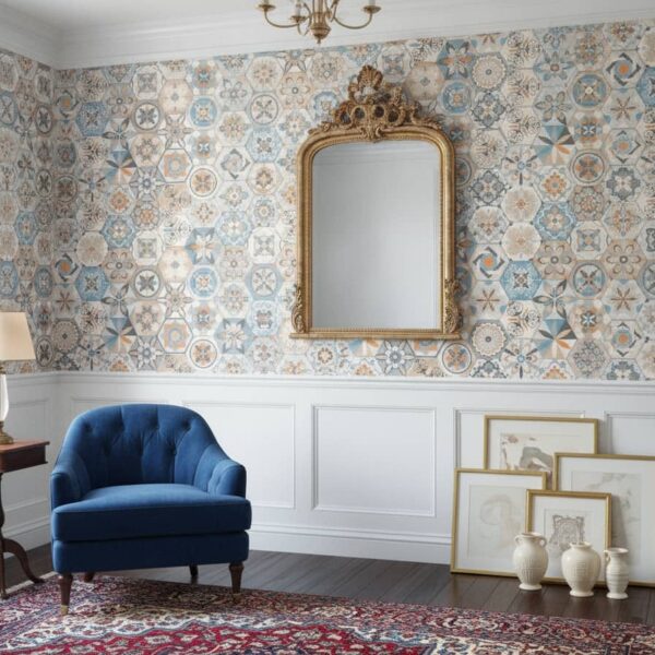 De Praia Tile Wallpaper wallpaper in a Classical / Traditional room