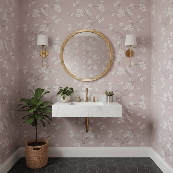 Delila Wallpaper wallpaper in a Powder Room room