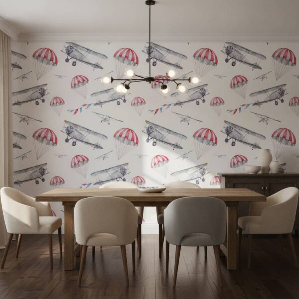 Earhart Planes Wallpaper wallpaper in a Statement Dining Room room
