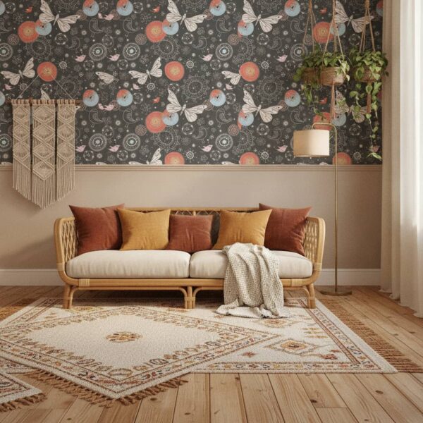 Enchantment Wallpaper wallpaper in a Bohemian room