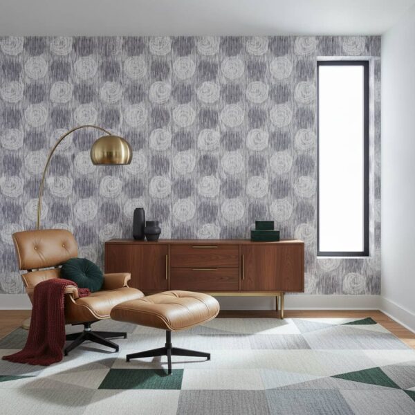 Etched Wallpaper wallpaper in a Mid-Century Modern room