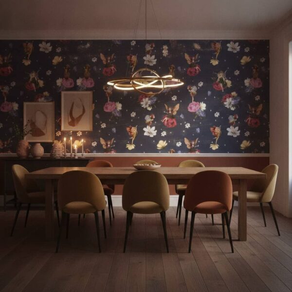 Fairies and Flowers Wallpaper wallpaper in a Statement Dining Room room