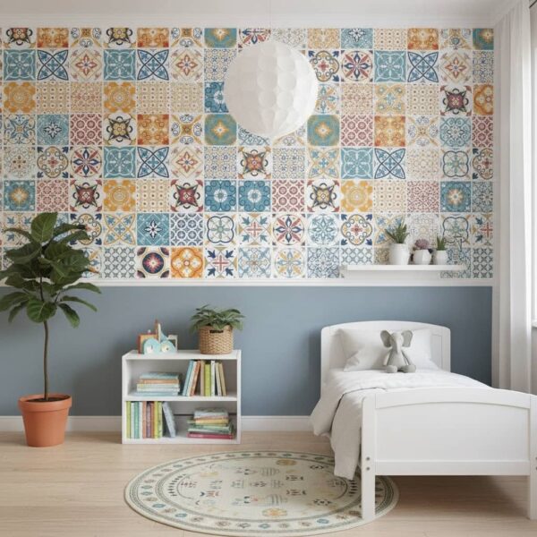 Fleury Tile Wallpaper wallpaper in a Children's Room room