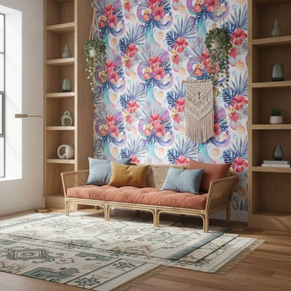 Floral Fiori Wallpaper wallpaper in a Bohemian room