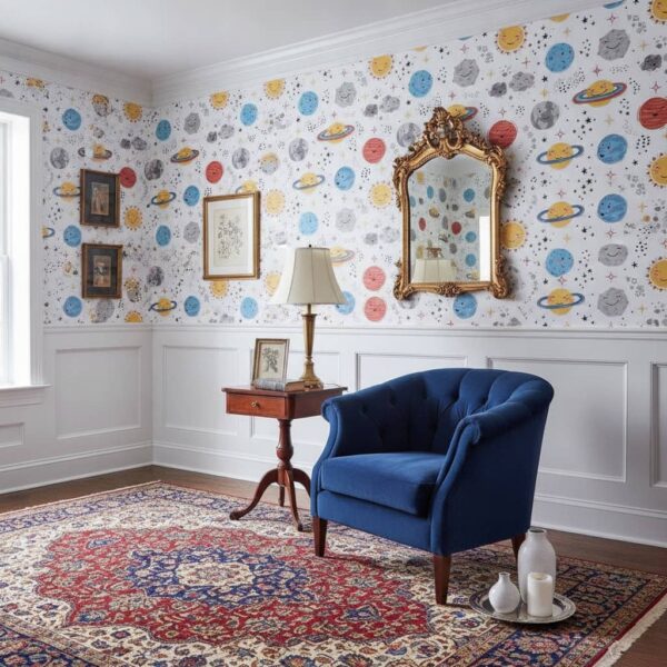 Gleeful Galaxy Wallpaper wallpaper in a Classical / Traditional room