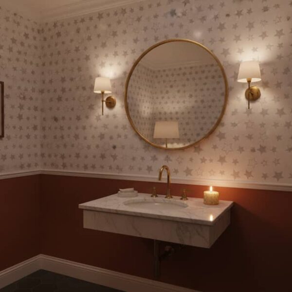 Grey Stars Wallpaper wallpaper in a Powder Room room