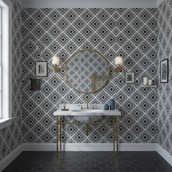 Hidalgo Cube Wallpaper wallpaper in a Powder Room room