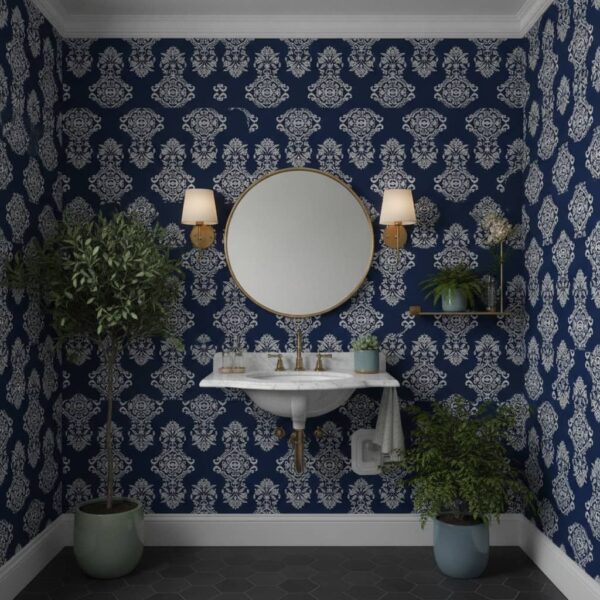 Honey Bunch Wallpaper wallpaper in a Powder Room room