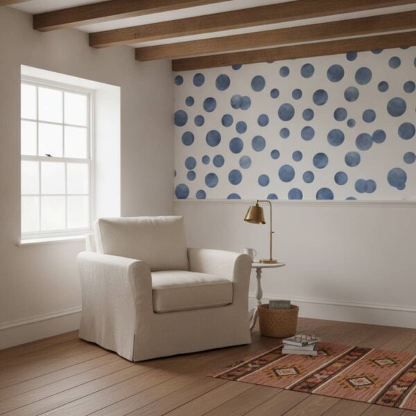 Indigo Ecliptic Wallpaper wallpaper in a Cottage Country room