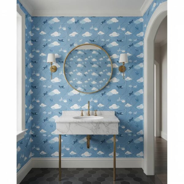 Jet Setter Wallpaper wallpaper in a Powder Room room