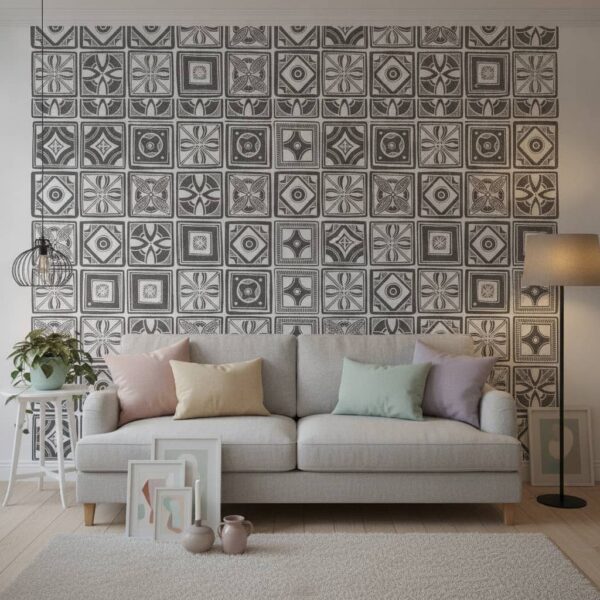 Kenya Tile Wallpaper wallpaper in a Scandinavian room