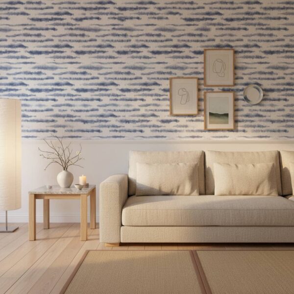 Kraggle Linear Wallpaper wallpaper in a Japandi room
