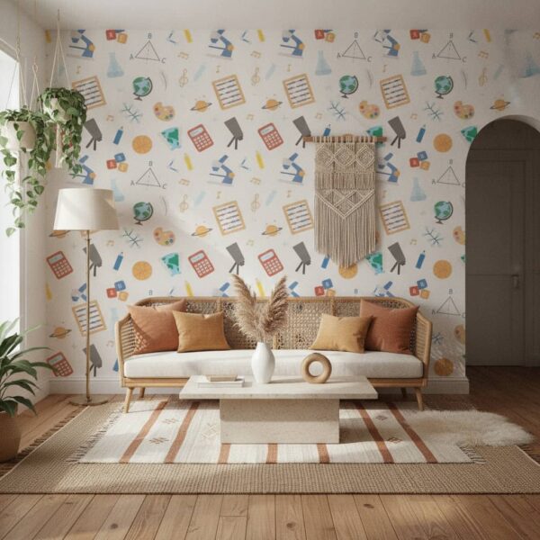 Let's Learn Wallpaper wallpaper in a Bohemian room