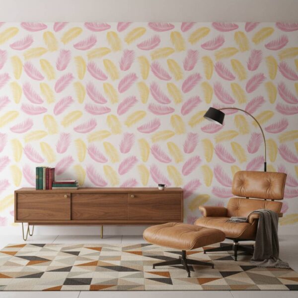 Lightly Blown Wallpaper wallpaper in a Mid-Century Modern room