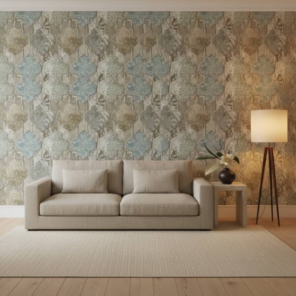 Madilyn Wallpaper wallpaper in a Japandi room