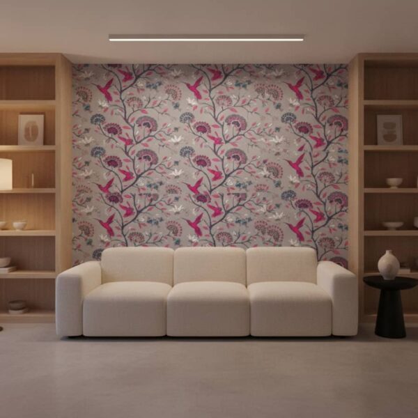 Magenta Toil Wallpaper wallpaper in a Modern Minimalist room