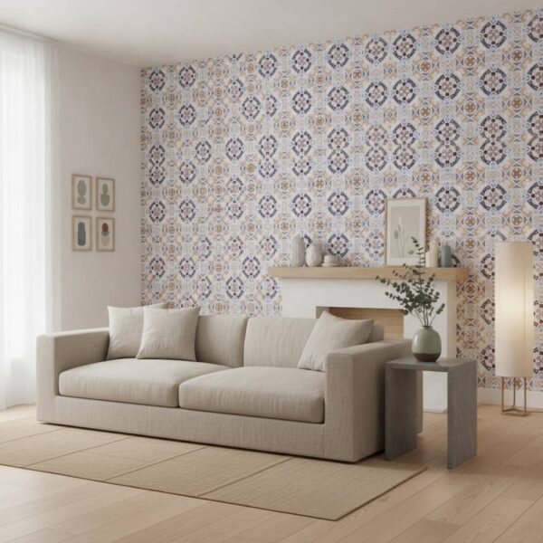 Mercier Tile Wallpaper wallpaper in a Japandi room