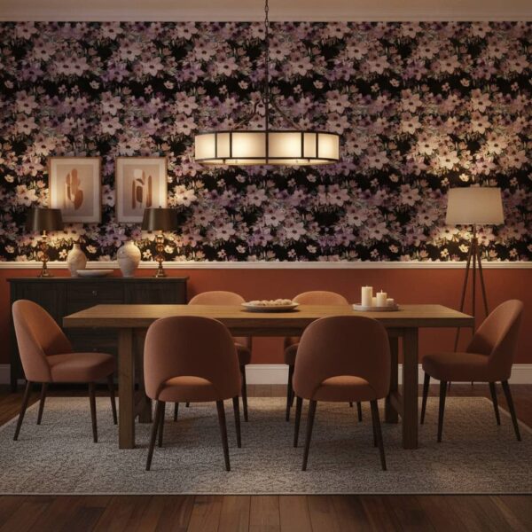 Mia Blur Wallpaper wallpaper in a Statement Dining Room room