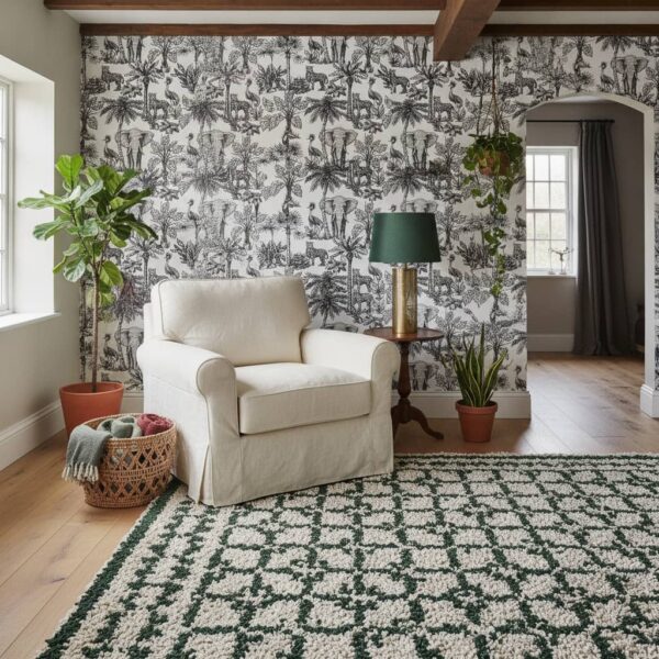 Natural Black Wallpaper wallpaper in a Cottage Country room