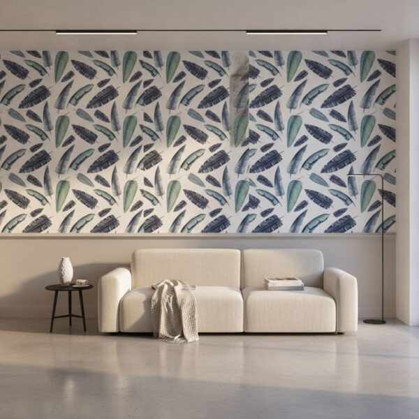 Ombre Frond Wallpaper wallpaper in a Modern Minimalist room