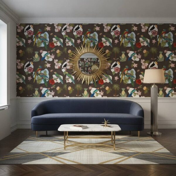 Orgánico Dark Wallpaper wallpaper in a Art Deco room