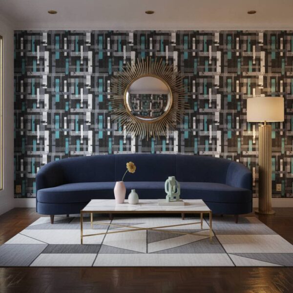 Par Core Code Wallpaper wallpaper in a Art Deco room