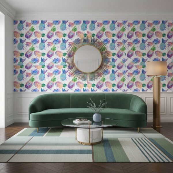 Pineapple Fiori Wallpaper wallpaper in a Art Deco room
