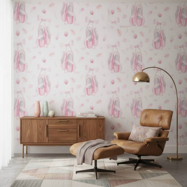 Pointe Wallpaper wallpaper in a Mid-Century Modern room