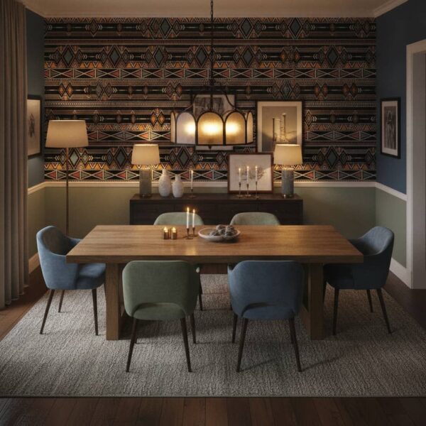 Porto-Novo Wallpaper wallpaper in a Statement Dining Room room