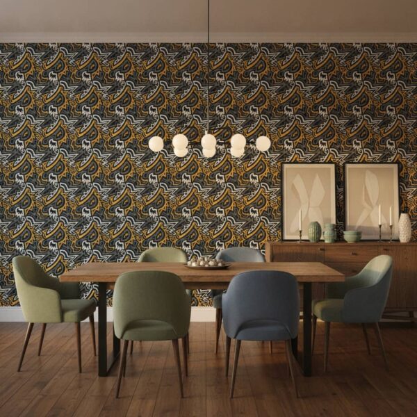 Praia Dream Wallpaper wallpaper in a Statement Dining Room room