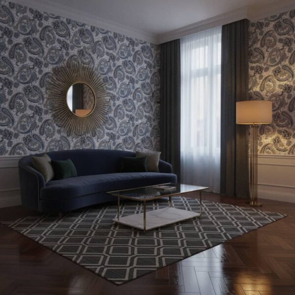 Prickle Paisley Wallpaper wallpaper in a Art Deco room