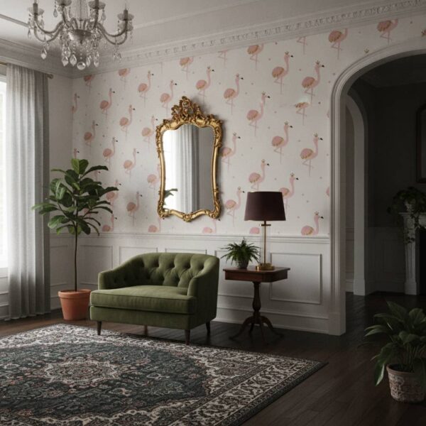 Queen of the Pink Wallpaper wallpaper in a Classical / Traditional room