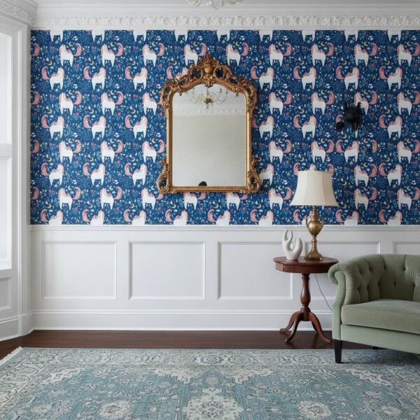 Sassy Unicorn Wallpaper wallpaper in a Classical / Traditional room