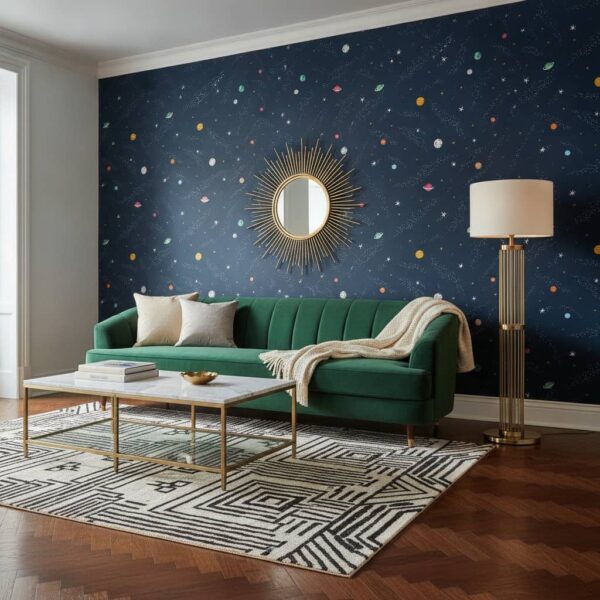 Scattered Galaxy Wallpaper wallpaper in a Art Deco room