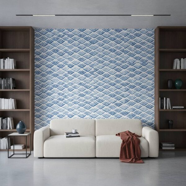 Shibori Down Wallpaper wallpaper in a Modern Minimalist room
