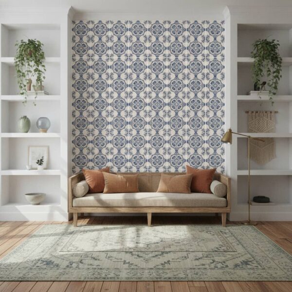 Sorolla Tile Wallpaper wallpaper in a Bohemian room
