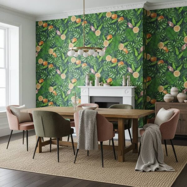 Sugarbirds Wallpaper wallpaper in a Statement Dining Room room