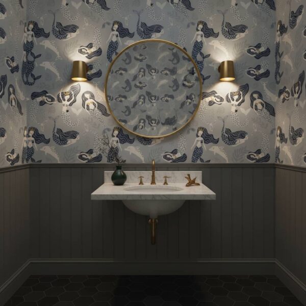 Sweet Mermaidens Wallpaper wallpaper in a Powder Room room