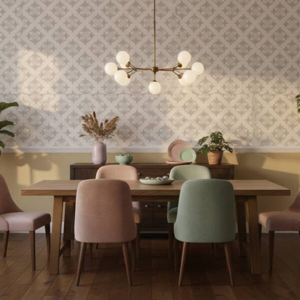 Tabulated Grace Wallpaper wallpaper in a Statement Dining Room room