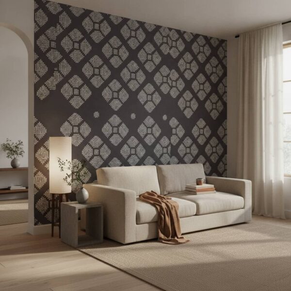 Textured Hatch Wallpaper wallpaper in a Japandi room