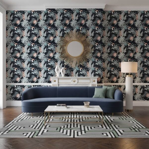 Toucan Nightfall Wallpaper wallpaper in a Art Deco room