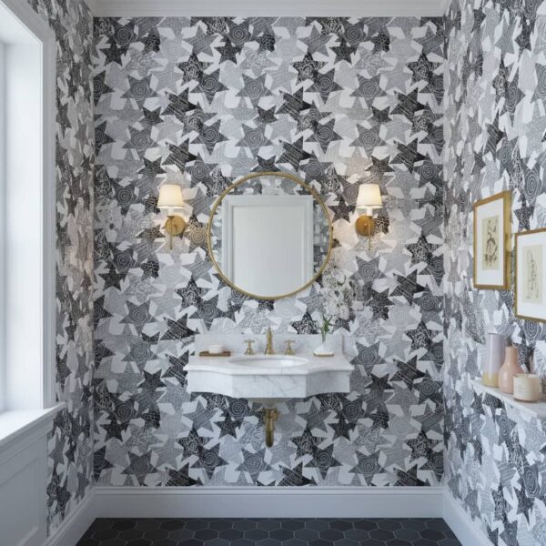 Twinkle Little Star Wallpaper wallpaper in a Powder Room room